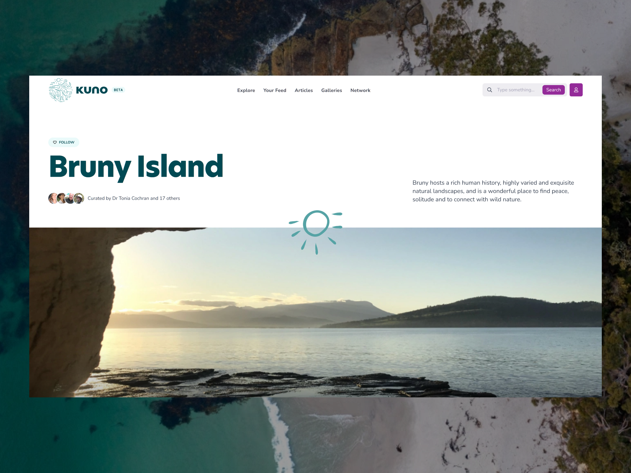 An image of Kuno's website'