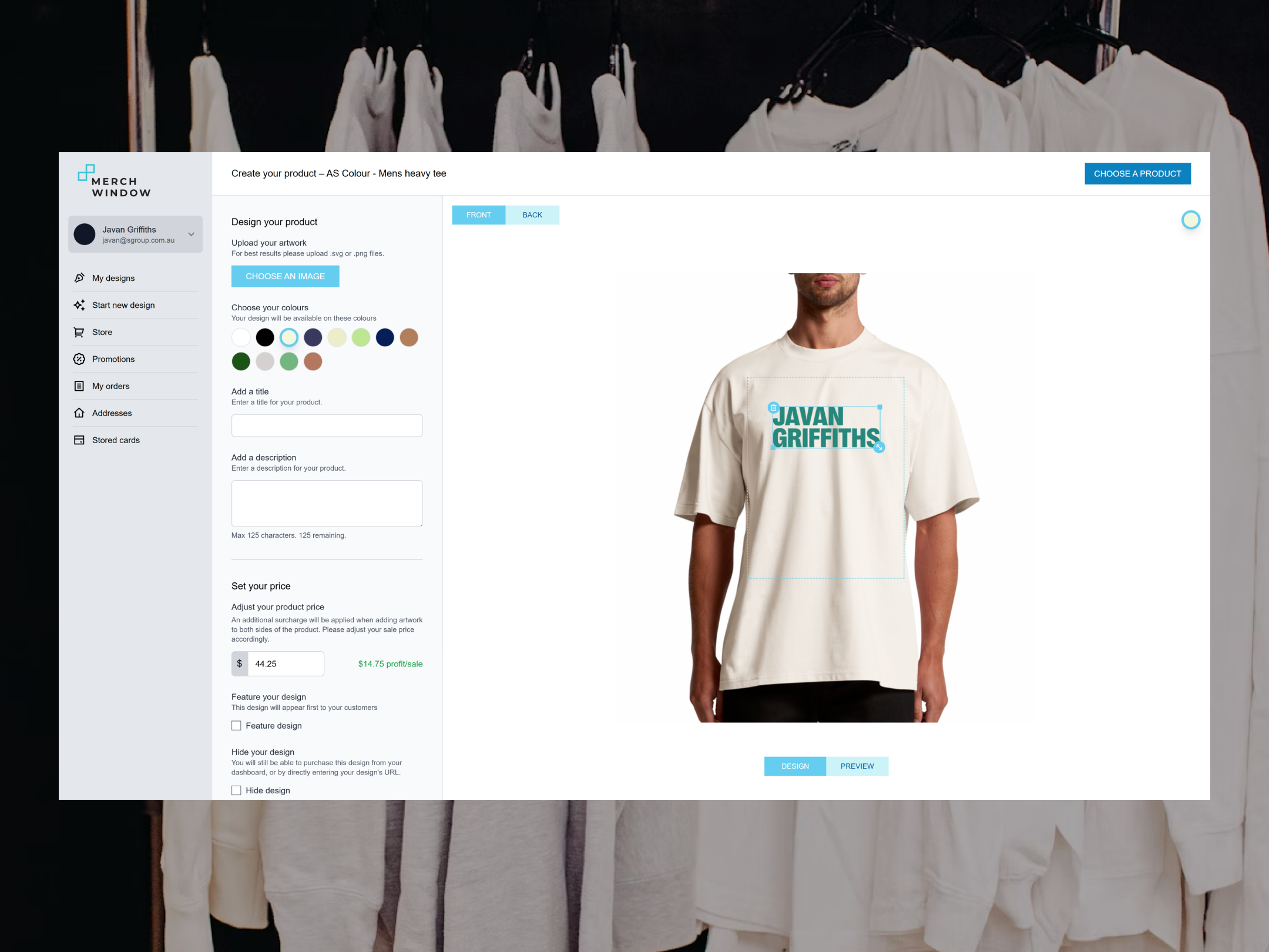 An image of Merch Window's website'